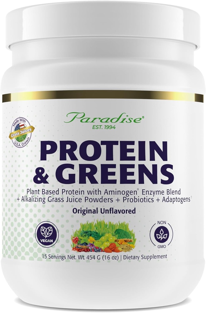 Paradijs Kruiden ORAC Energie Proteïne & Greens Powder, Antioxidant Power van 24 Servingen van groenten en fruit in 1 scoop + 20 g eiwit, ongearomatiseerd, 15 Serves