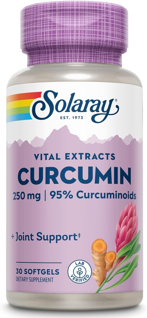 SOLARAY Super Bio Curcumin 250mg | Turmeric Root Extract, 95% Curcuminoids | Osasuntsu Joint Support & More | 30 Softgels