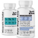 Youth & Tonic Water Pills for Water Retention – Flush & Shed Excess Fluids for Bloat Relief & Puffiness – Swelling Support for Legs & Feet – Diuretic 2 Pack with Electrolytes – 120 Capsules