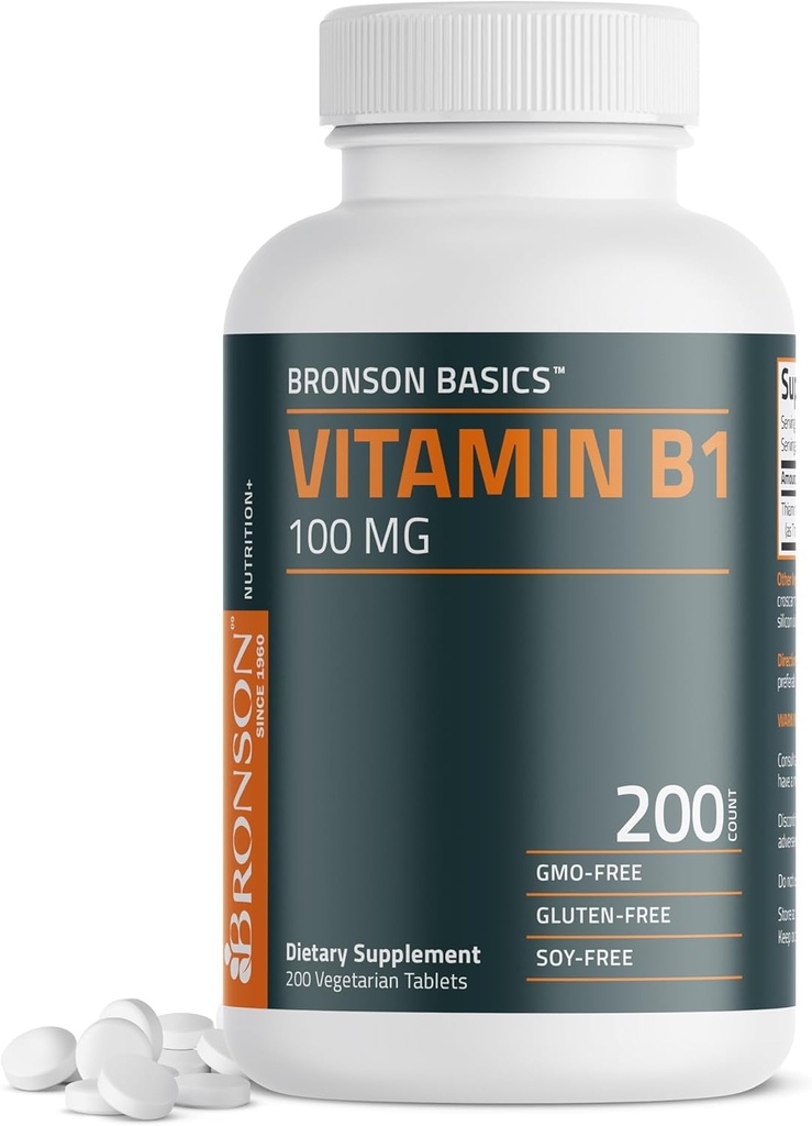 Bronson bitamina B1 100mg, GMO ez, 200 Vegetarian Tablets