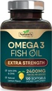 Omega 3 Fish Oil Supplements - 2400mg Fish Oil Per Serving - Triple Strength Omega-3 with Fatty Acids EPA & DHA - Natural Heart, Brain & Immune Support - Wild Caught, Bottled in USA - 120 Softgels