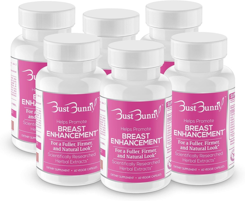 Bust Bunny Breast Enhancement Pills - Vegan Friendly - 6-месячная поставка | #1 Естественный способ увеличить грудь и увеличить размер груди