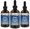 Dr Mercola Zinc Liquid Drops - Stöder Immune & Organ Health - 15 mg Organic Zinc Liquid Drops - USDA Organic - NSF Certified - Non-GMO, Gluten-Free & Soy-Free - 3,88 fl oz (3 Pack)