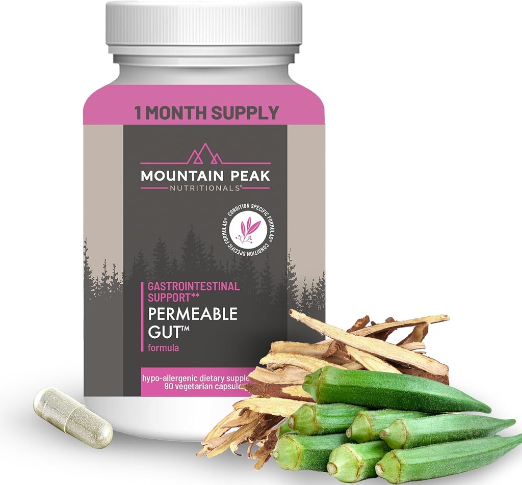 Mountain Peak Διατροφικές Permeable Gut Formula - Βοηθά στην προστασία του στομάχου και του εντέρου Lining - Leaky Gut & Gastro συμπλήρωμα υποστήριξης - Hypoallergenic Dietary συμπλήρωμα (90 κάψουλες χορτοφάγων)