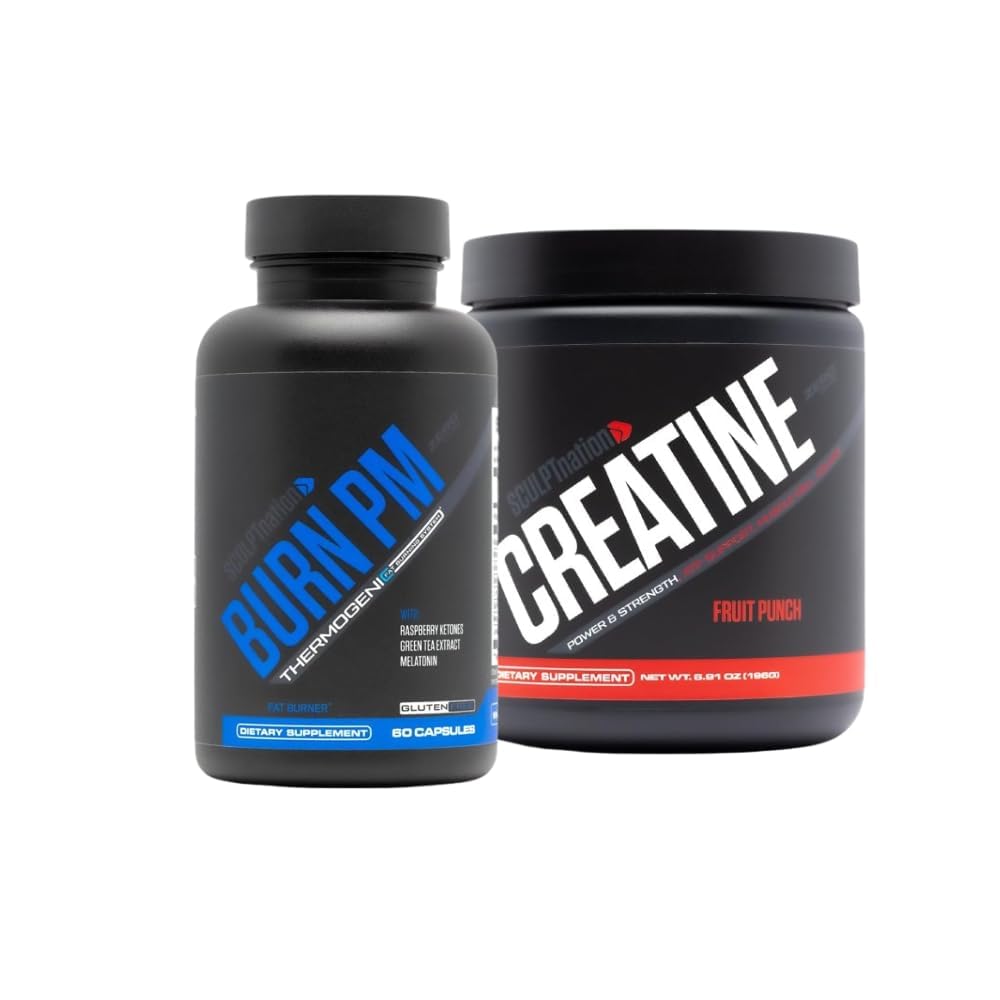 Sculpt Nation by V Shred Burn PM and Premium Creatine Fruit Punch Powder