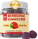 Berberine Addition 1500mg with Soluble Fiber, B1, B3 & B6, Sugar Free Berberine HCL Gummies, High Bioactivity AMPK Activitor for Mętâbõlism Balanced, Daily Digestive & Body Mânâgęmęnt, 60 Cts
