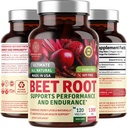 N1N Premium Organic Beet Root kapsułki 1300mg 120 Veg Caps [Non-GMO & Gluten Free] All Natural Beet Root Powder for Energy Support
