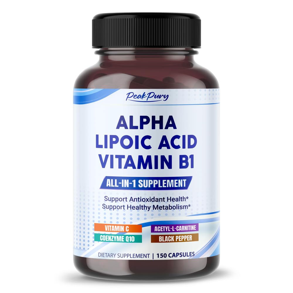 Alpha Lipoic Acid with Vitamin B1 - Supports Antioxidant Health & Healthy Metabolism - Includes Vitamin C, Acetyl-L-Carnitine, CoQ10-150 Capsules