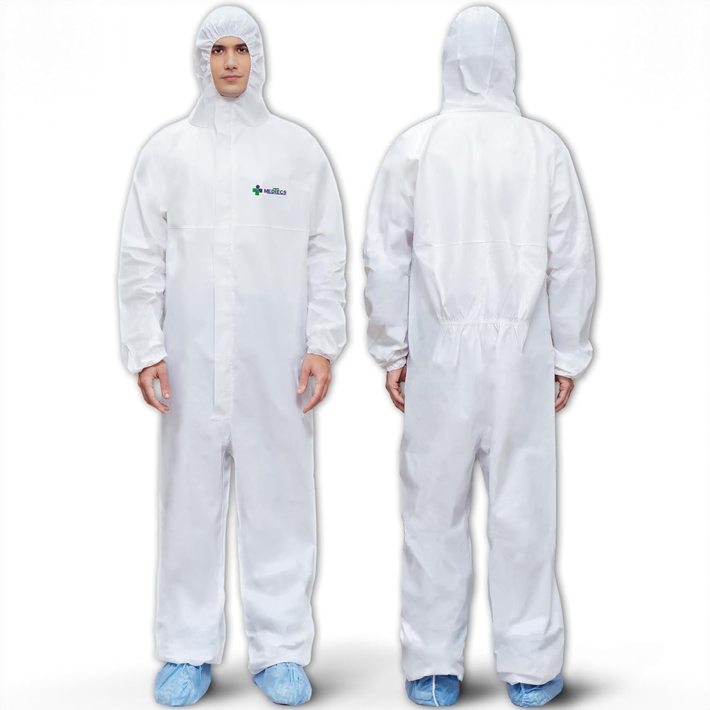 Medtecs Hazmat suits - 6 尺寸选项 - 可处理的盖盖 suits, 医疗保护盖 PPE Hazmat suits