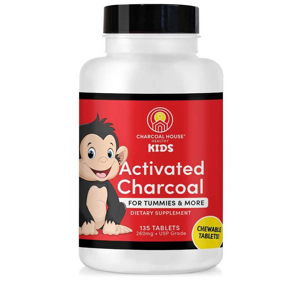 Charcoal House Chewable Activated Charcoal Tablets for Kids | Natural, Vegan, Non-GMO & Gluten Free | for Teeth, Stomach, Gas & Nausea | USP Food Grade | 135 ct.