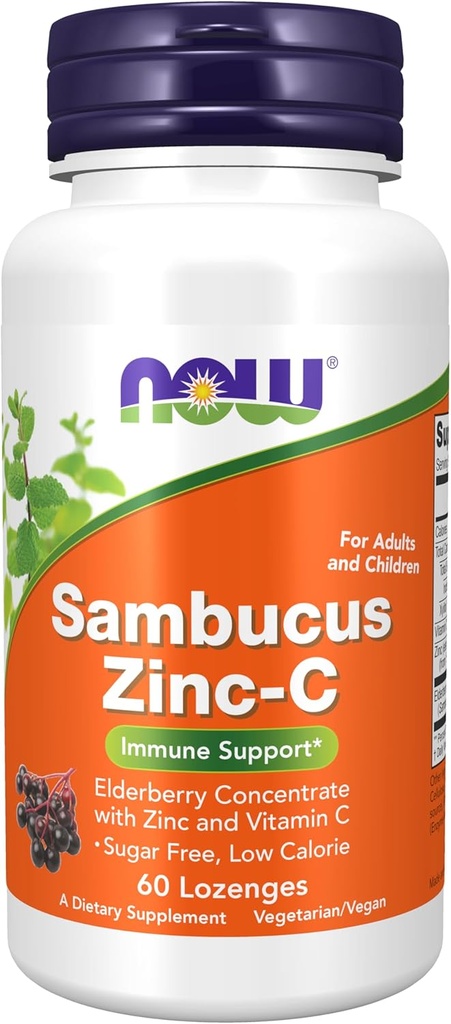 Bây giờ bổ sung thực phẩm, Sambucus Zacc-C với Elderberry tập trung và vitamin C, 60 Lozenges