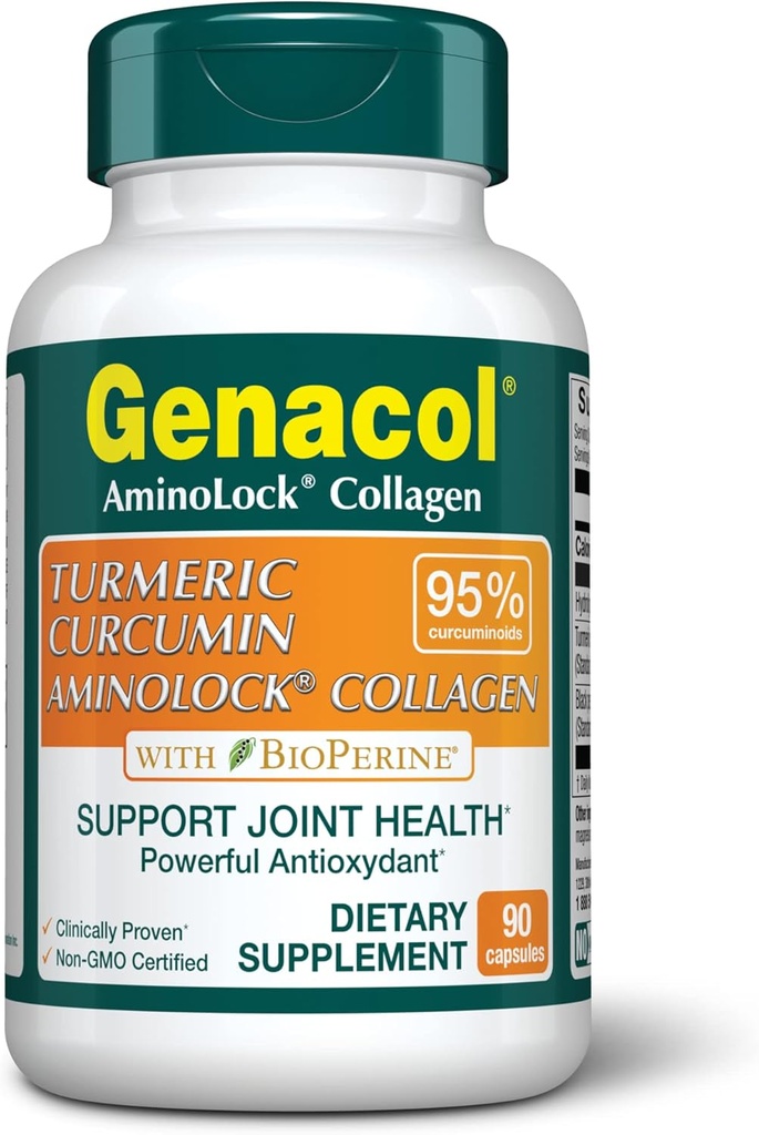 Genacol Turmeric Curcumin, Ultra-Hydrolyzed Collagendro Supplement with Black Pepper Extract (BioPerine), Soothe Your Commons, Advancedd Abxia, 90 Capsules (30-Day Supply)