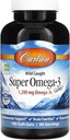 Carlson - Super Omega-3 Gems, 1200 mg Omega-3s, Suporte Cardiovascular, Função Cérebro & Visão Saúde, 180 géis macios