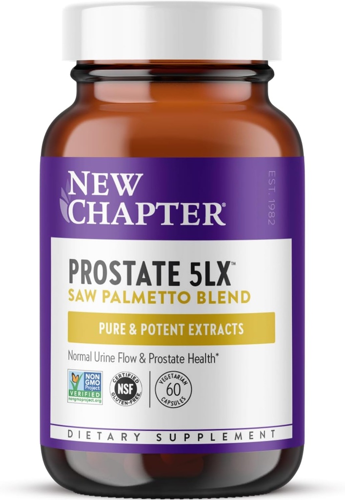 Nová kapitola dodatek Prostate - Prostate 5LX s klinickou silou Saw Palmetto + fermentované selen pro pánské Wellness - 60 ct Vegetariánská kapsle