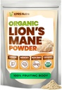 XPRS Nutra Organic Lion's Mane Mushroom Powder - Mental Clarity, Cognition 및 Immunity의 프리미엄 - Vegan Friendly (16 oz)