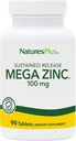 NaturesPlus Mega Cynk 100 mg Trwałe uwolnienie - 90 Tabletki - Wegetarianin, Gluten Free - 90 Służenie