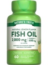 Nature's Truth Fish Oil Omega 3 Supplement | 2000mg | 60 Softgels | EPA & DHA | Lemon Flavor | Non-GMO and Gluten Free