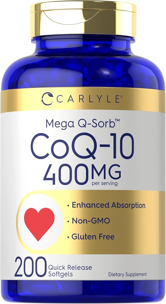Carlyle Coq10 400 מ"ג Softgels | 200 Count | Non-GMO ו- Gluten Free Supplement