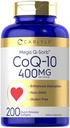 Carlyle CoQ10 400mg Softgels | 200 Count | High Absorption Coenzyme Q10 | with Black Pepper Extract | Non-GMO and Gluten Free Supplement