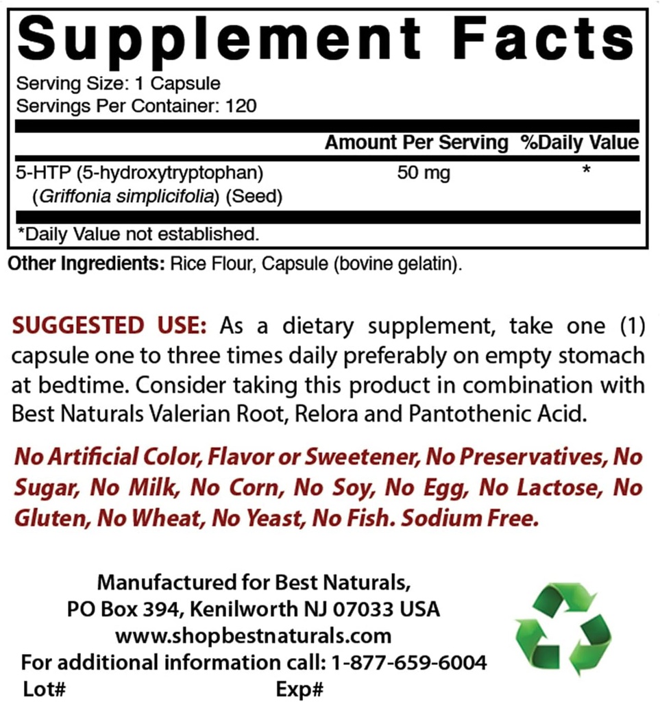 Best Birtuals 5-HTP 50 mg & Magnesium Glysiate 425 mg
