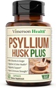Fiber suplementari amb 1080mg Psylli Husk Powder, Skepery Elm per a Dones i homes, Ginger Root Fiber Pils per a la Regularitat, Digestive & Gut Salut Stomach 60 Pyllis Huskesk