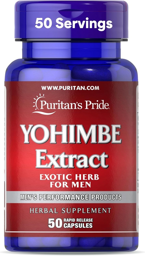 Puritan's Pride Yohimbe Exotic Herb for Men 250 mg (1000mg Equivalente), Suplemento dietético, 50 cápsulas de liberación rápida
