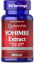 Puritans Pride Yohimbe Exotic Herb för Män 250 mg (1000mg Equivalent), Kosttillskott, 50 Rapid Release Capsules
