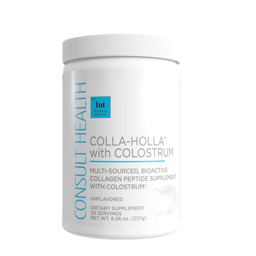 Consult Health Colla Holla- Multi-Sourced Collagen Verisol Protein Powder with Colostrum for Skin Elasticity, Wrinkle Reduction, Healthy Hair & Joint Support. 8.36 oz