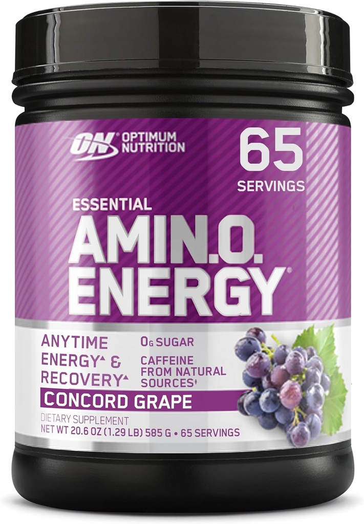 Amino Energia Optimoa - Tea Berdea, BCAA, Aminoazidoak, Keto Friendly, Green Coffee Extract, Energia-hautsa - Concord Grape, 65 zerbitzari (Maiatzaren Vary)