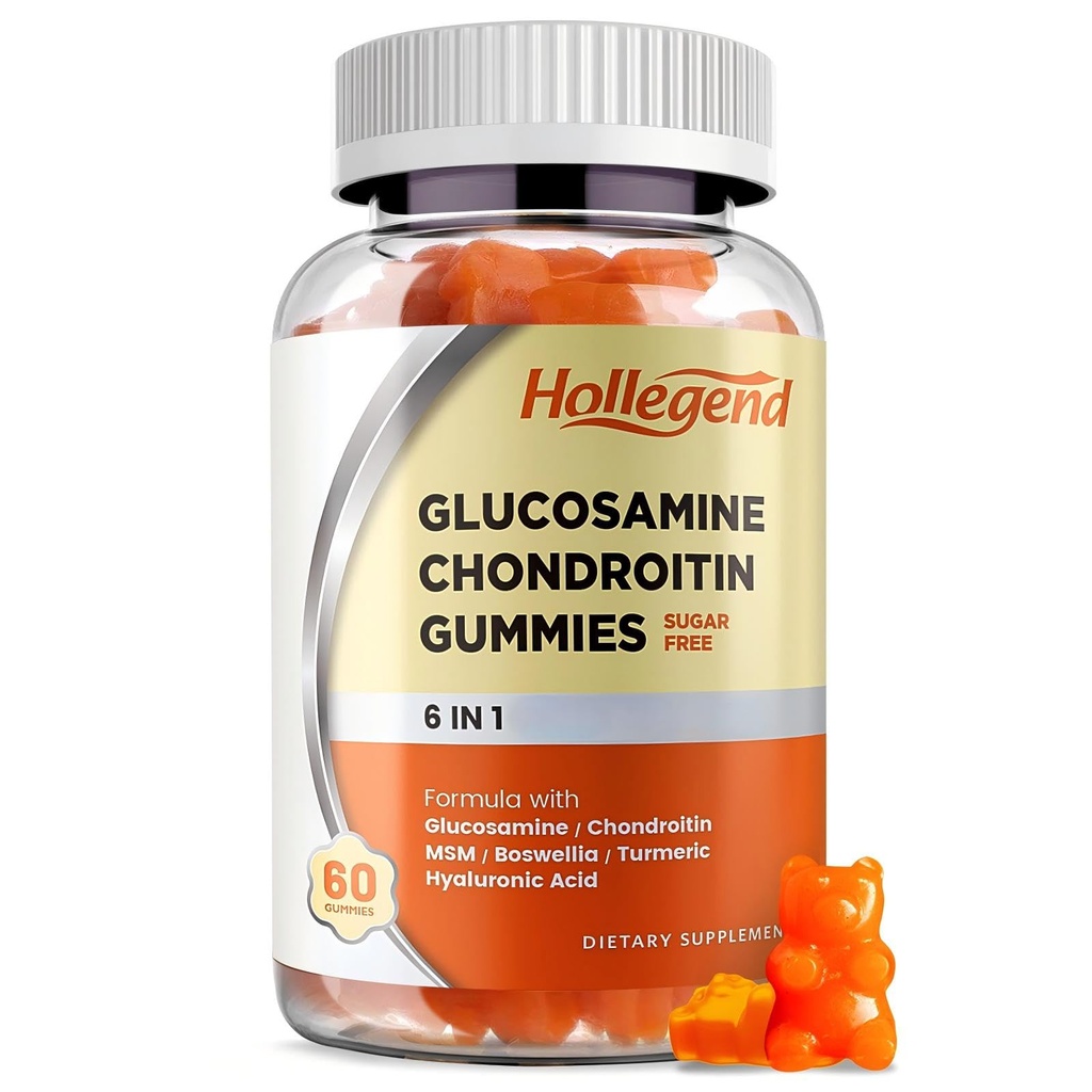 Glucosamine Chondroitin Gummies Sugar Free, Gummies Supplements for Adults Men & Women, 60 Count