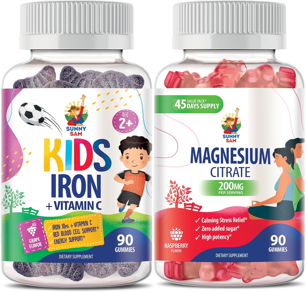 Magnis Gummies suaugusiems & Geležis Gummies vaikams ir suaugusiems - Geležies vitaminai su vitaminu C