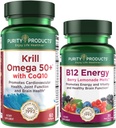 Zuiverheid Producten Bundel - Krill Omega 50+ met CoQ10 + B-12 Energie Smelt - Krill Omega 50+ met CoQ10 (Krillolie, Visolie, CoQ10, Vitamine D) B-12 Berry Smelt (Methylcobalamine B12 + B6 + D3 + Meer)