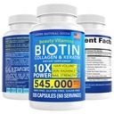 Biotin and Collagen Vitamins + Keratin with Folate - Hair Loss Treatments for Women & Men - Follicle, Skin and Nail Supplements for Hair Growth & Postpartum Support - GMO Free & Gluten Free (120 Caps)