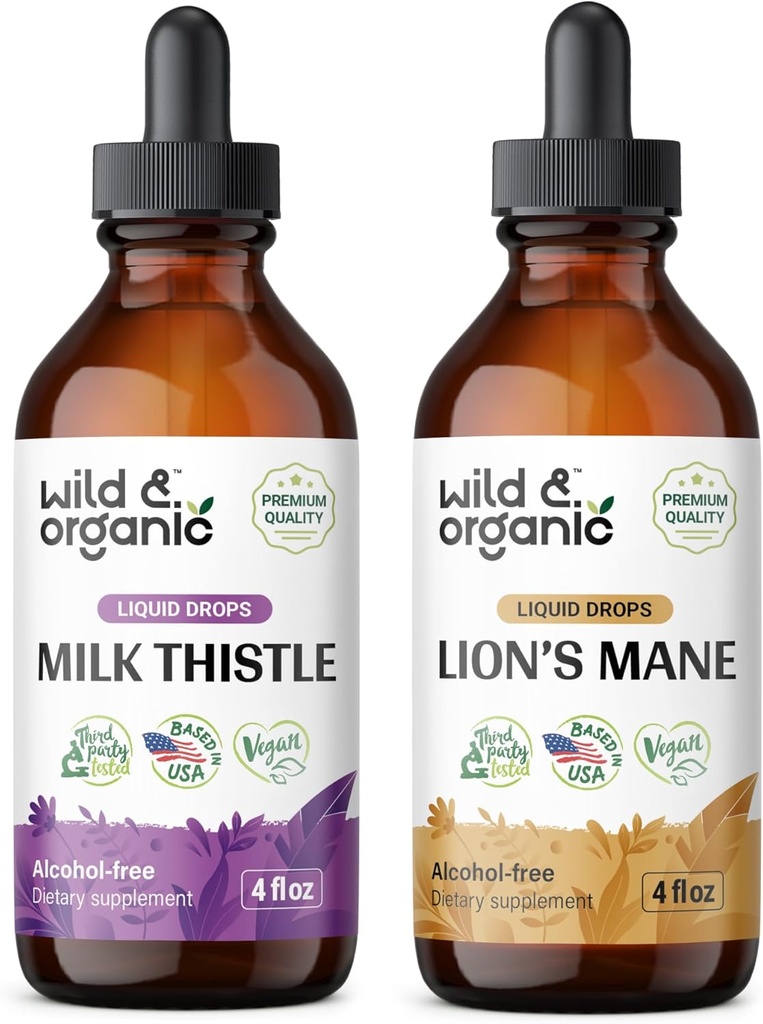 Wild " Organic Milk Thistle Tincture 4 fl oz ' Lion ' s Mane Tincture 4 fl oz