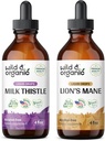Cardo de leite selvagem e orgânico tintura 4 fl oz & Mane do leão tintura 4 fl oz
