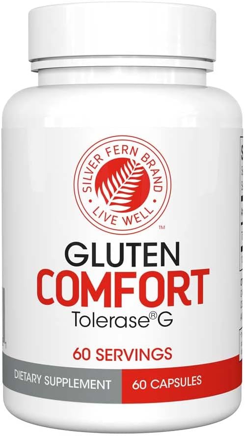 Silver Fern Gluten Comfort с Tolerase G - 1 бутилка - 60 капсули - Digestive Enzyme Made специално, за да се прекъсне и digest Gluten протеин