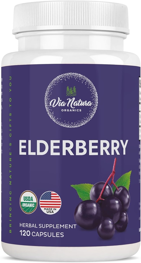 Elderberry kapslid 1000 mg | Orgaaniline taimsete täiendada | 120 kapslit