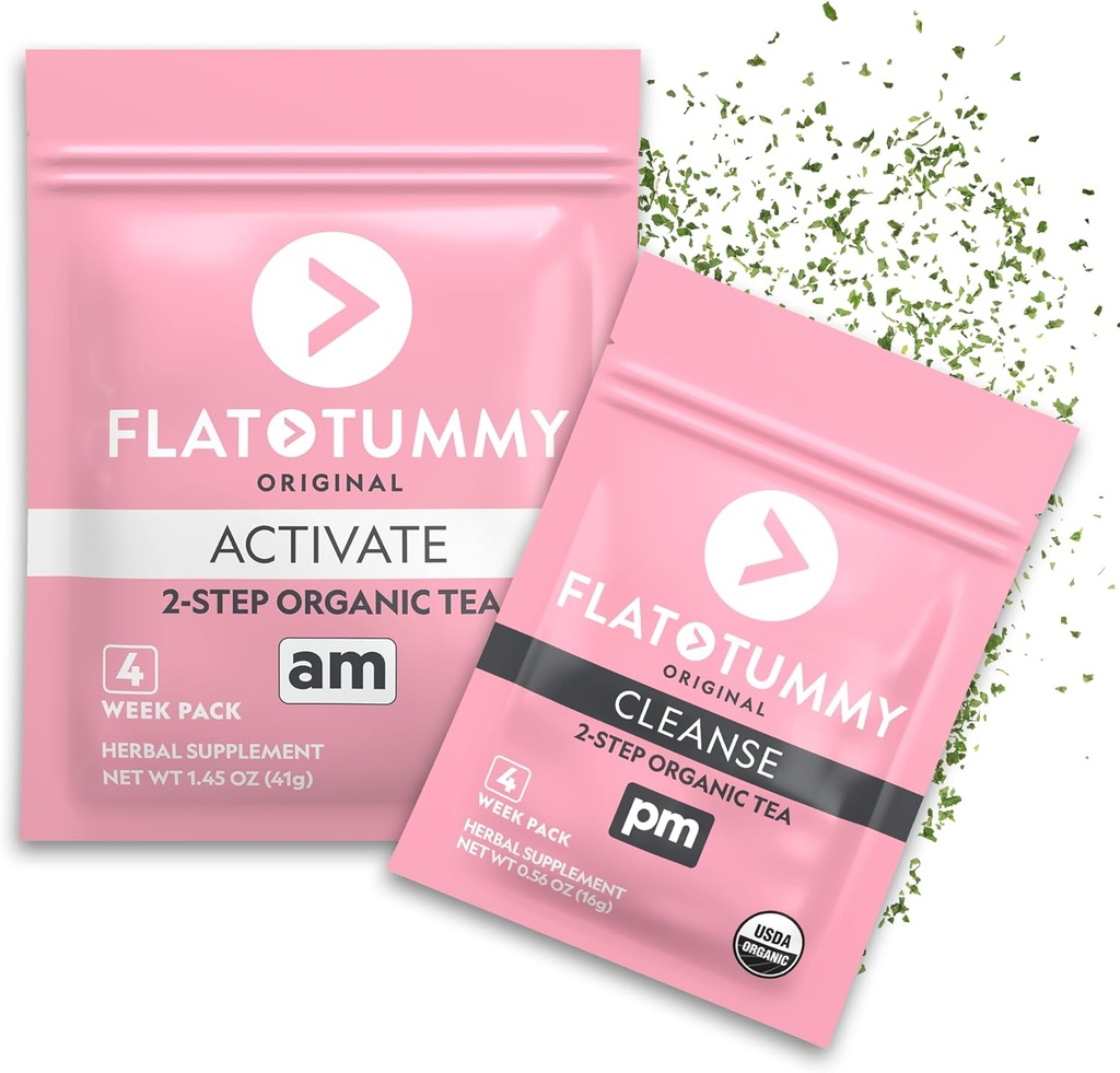 Flat Tummy Tea – 2-крокова, 4-тижнева програма – Detox Tea to Boost Energy & зменшити блювоту* - Все природне Detox Cleanse w/ Green Tea, Lemon Balm, Dandelion, Fennel, & More - Підтримка травлення