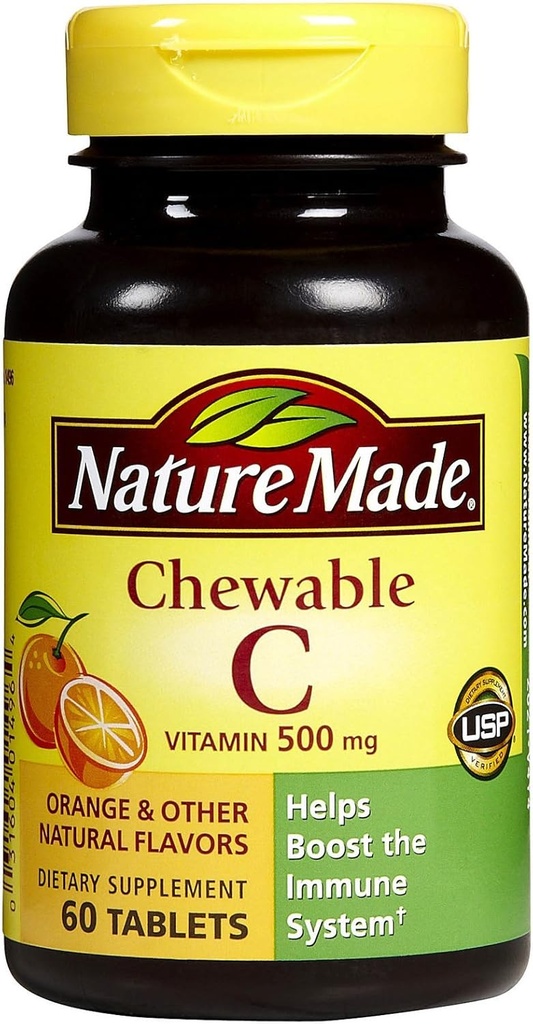 Natura Made Vitamina C 500 mg comprimate masticabile, Orange 60 ea (Pachet de 4)