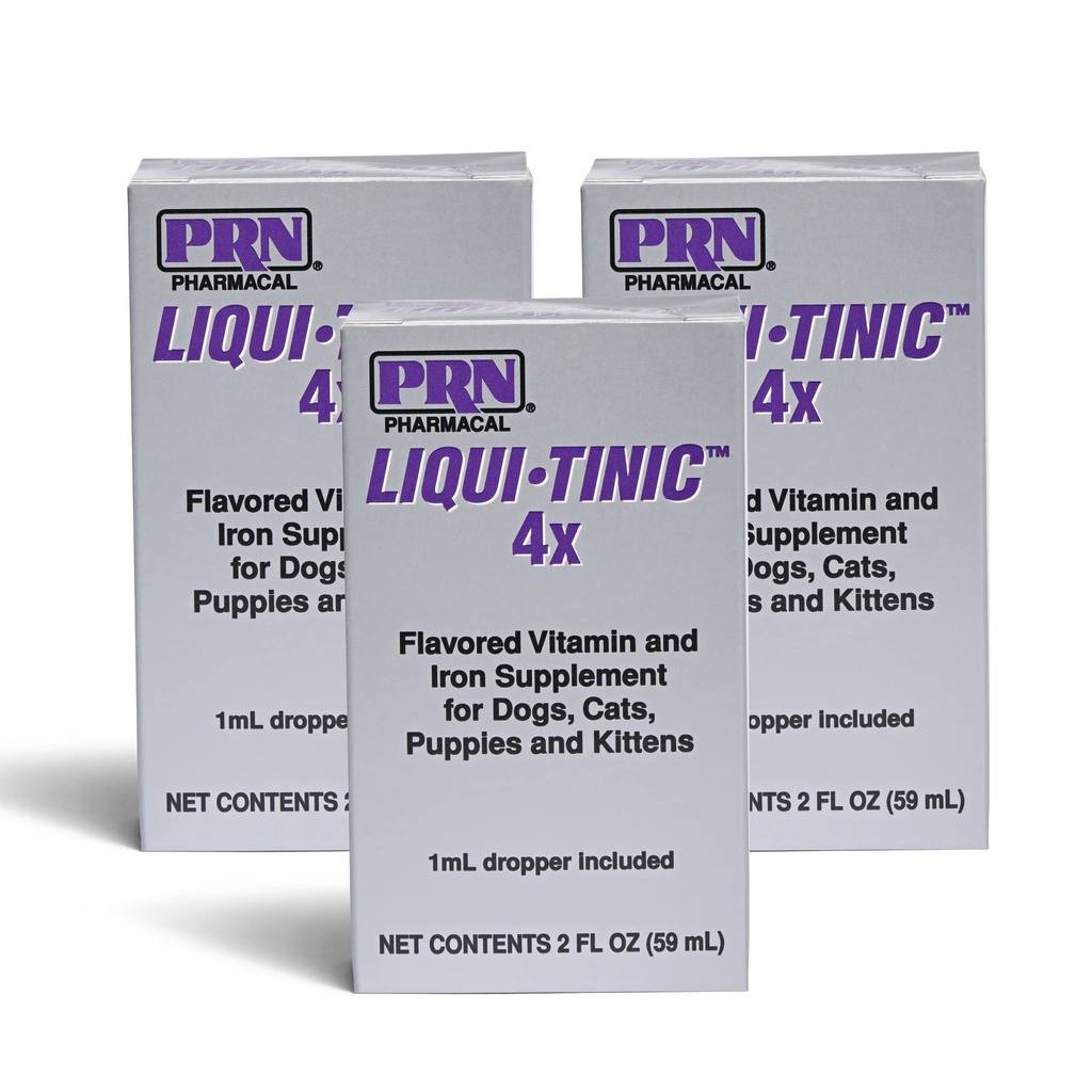 PRN Pharmacal Liqui-Tinic 4X - Iron & B Vitamin Supplement for Pets - Liver-Flavored - 2 fl oz (3 Pack)