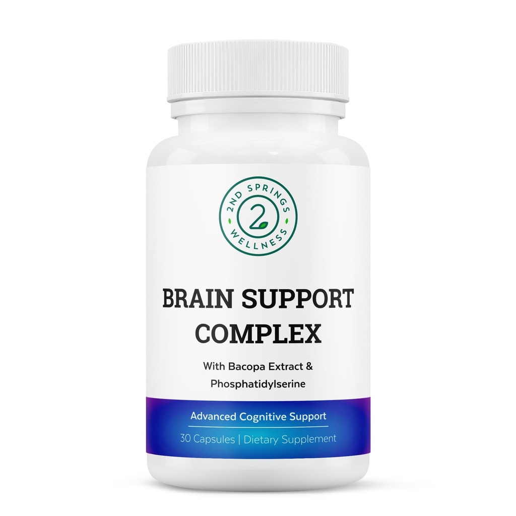 Brain Support Complex - Advanced Brain Health Supplement Nootropic with Ginkgo Biloba, Bacopa Monnieri, Phosphatidylserine, Huperzine-A, St. John's Wort - 30 Ct Memory, Focus, and Mood Supplements