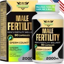 Suplemen Fertilitas untuk Pria, Suplemen Fertilitas Pria - Optimal Sperm Count, Motilitas dan Kekuatan, 2000MG Mens Prenatal Vitamin dengan Root CoQ10 Maca, Zin, NAC & Folate untuk Konsep - 90 Capsules