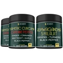Herbpy Bundle 7in1 Turmeric Root 1510mg/serving (2pack60 for 60 Servings) & 5in1 Ashwagandha Supplements 1010mg/serving (120 Count 60 Servings)