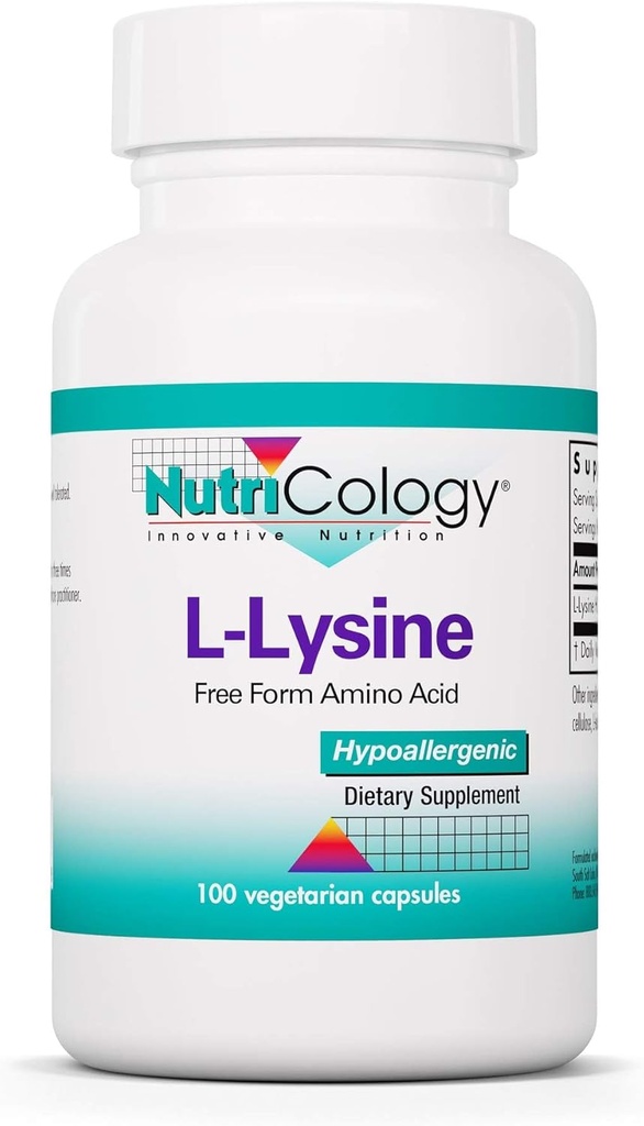 L-Lysine - Immune Support, L-Lysine HCI, Free Form Amino Acid, 500mg Supplement, Pure, Organic, Vegetarian Capsules - 100 Count