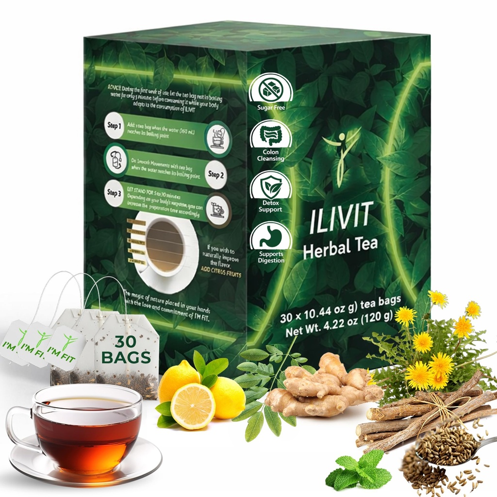 Ilivit Colon Cleanser & Detox Tea | Colon Cleanse | Cleansing Tea | 30 Bags
