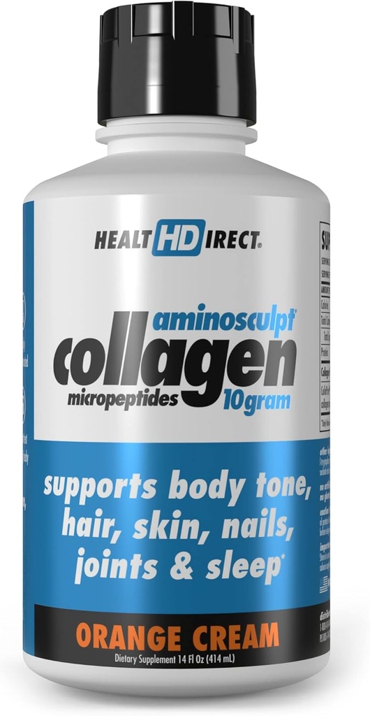 SUNDHEDSDIRECT - Aminoscript flydende collagen micropeptider - 14 FL Oz - 14 Serveringer - 10 mormor af Premium Medical- Grade flydende collagen til kvinder - Orange Cream