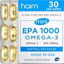 HAIM EPA1000 MINI – Pure EPA Fish Oil Supplement – 1,000mg Omega-3 for Heart, Brain & Joint Health – High Potency, Burpless Softgels – Small, Easy-to-Swallow Capsules – 60 Softgels – Made in USA
