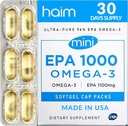 HAIM EPA1000 MINI – Pure EPA Fish Oil Supplement – 1.100mg Omega-3 per il cuore, il cervello e la salute comune – Alta potenza, Burpless Softgels – Piccole capsule Easy-to-Swallow – 60 Softgels – Made in USA