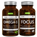 Omega-3 & Vitamin D3 1000iu + Focus Brain Booster Bundle, Fast-Acting 1-a-Day EPA & DHA rTG Wild Fish Oil + Caffeine, L-Theanine, Taurine & L-Tyrosine, B-Vitamins, Zinc & Copper, by Igennus