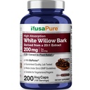 White Willow Bark, Non-GMO, Vegan, 200mg, 200 Veg Capsules - 100 Servings | Salix Alba L Bark 20:1 Extract, Herbal Formula, Suitable for Adults, Manufactured in a cGMP Registered Facility USA